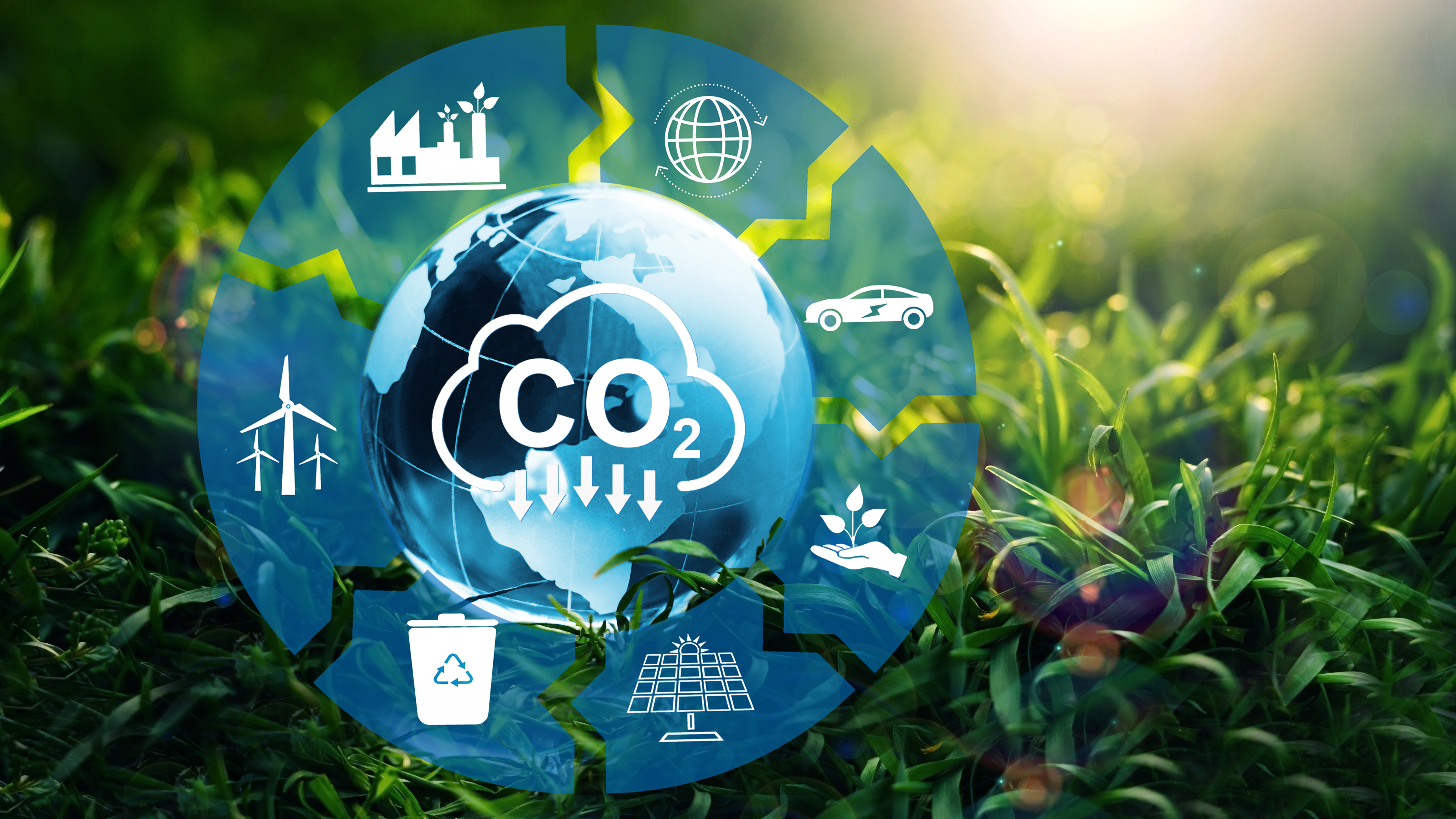 Reduzieren Sie den CO2-Ausstoß. Konzept der nachhaltigen Entwicklung. Grüne Unternehmen, die auf erneuerbaren Energien basieren, können den Klimawandel und die globale Erwärmung begrenzen